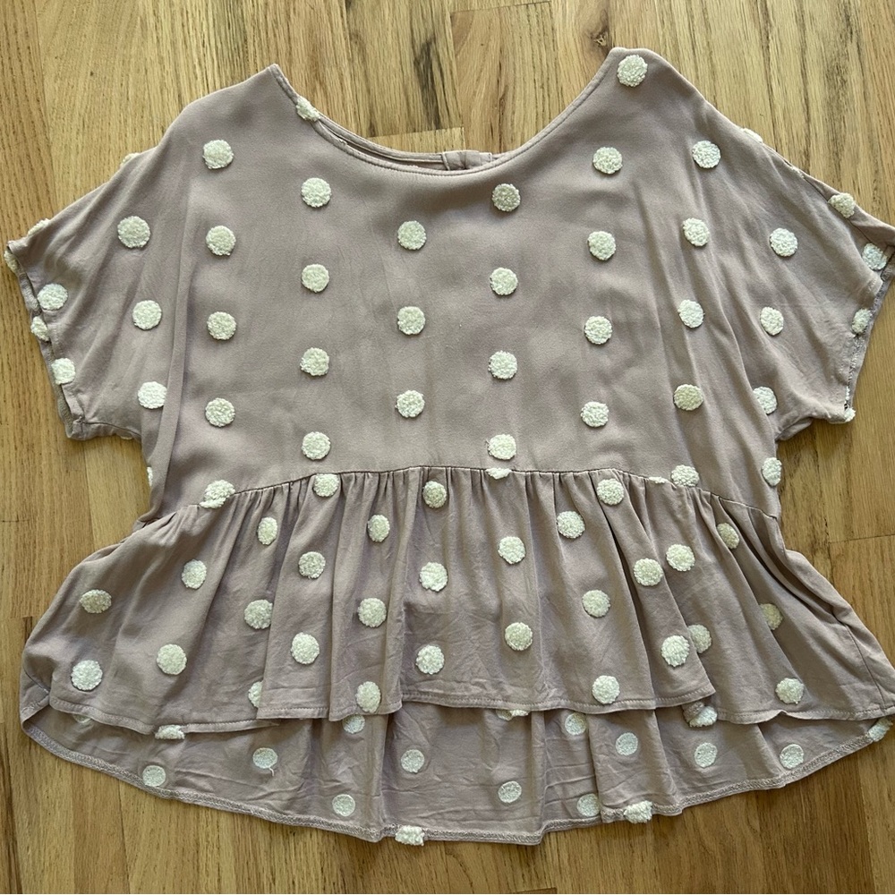 Swiss Dot Peplum Top - Picture 2 of 6